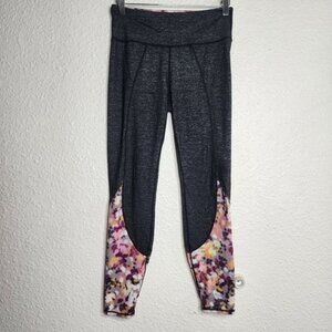 Athleta Petal Chaturanga Flow Leggings Black Floral Women's Size Medium